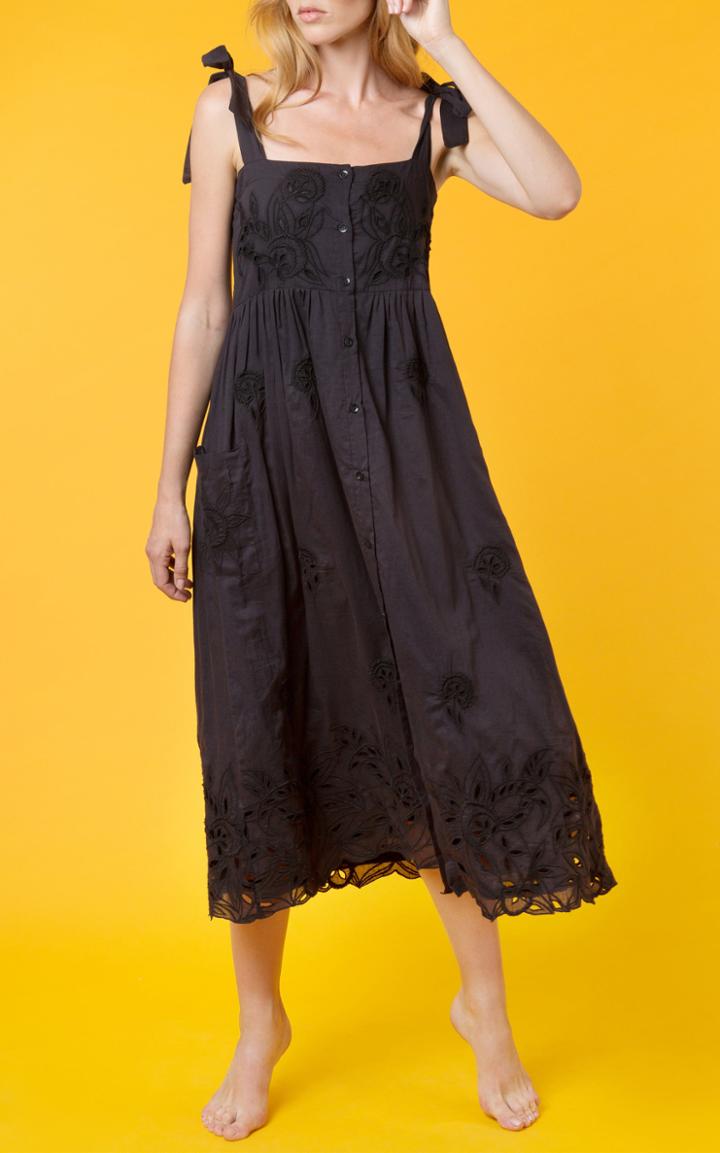 Juliet Dunn Embroidered Cotton Midi Dress