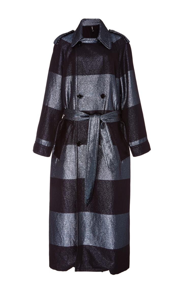 Adam Selman Metallic Stripe Trench Coat