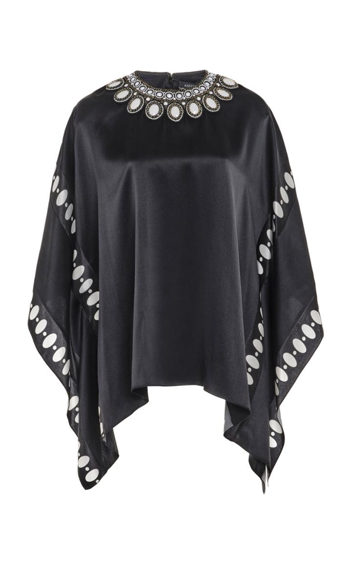 Moda Operandi Andrew Gn Embellished Print-detailed Silk Top