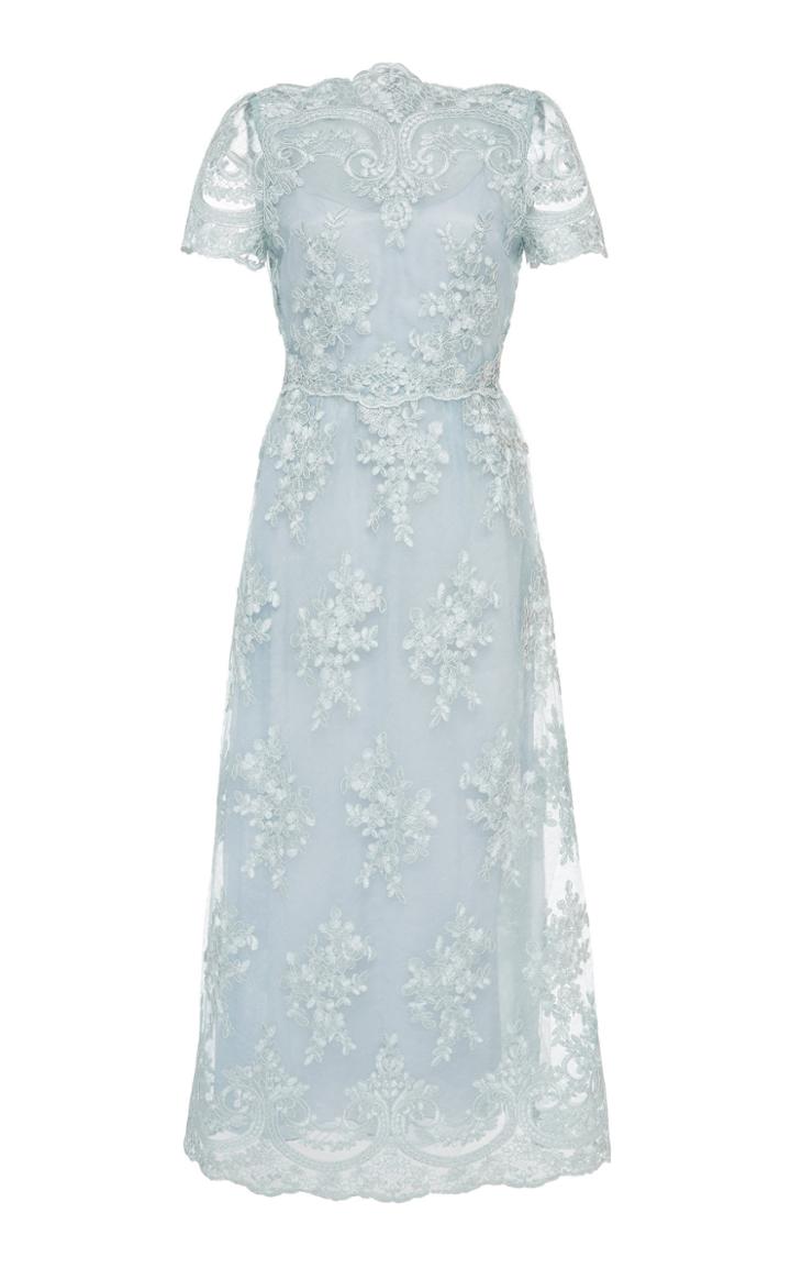 Luisa Beccaria Lace-embroidered Chiffon Midi Dress