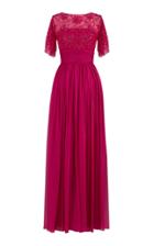 Rami Al Ali Gathered Chiffon Skirt With Floral Embroidered Top