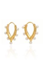 Theodora Warre Pearl Gold-plated Sterling Silver Pointed Hoop Earrings