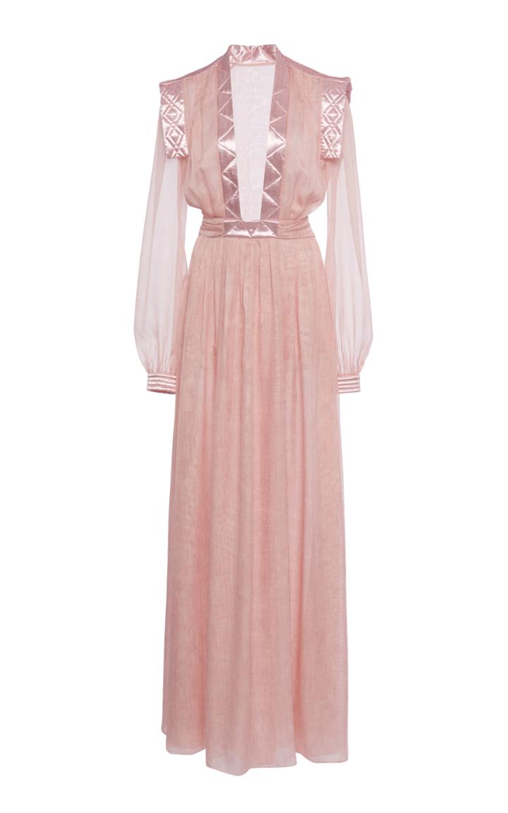 Moda Operandi Philosophy Di Lorenzo Serafini Metallic-trimmed Chiffon Dress
