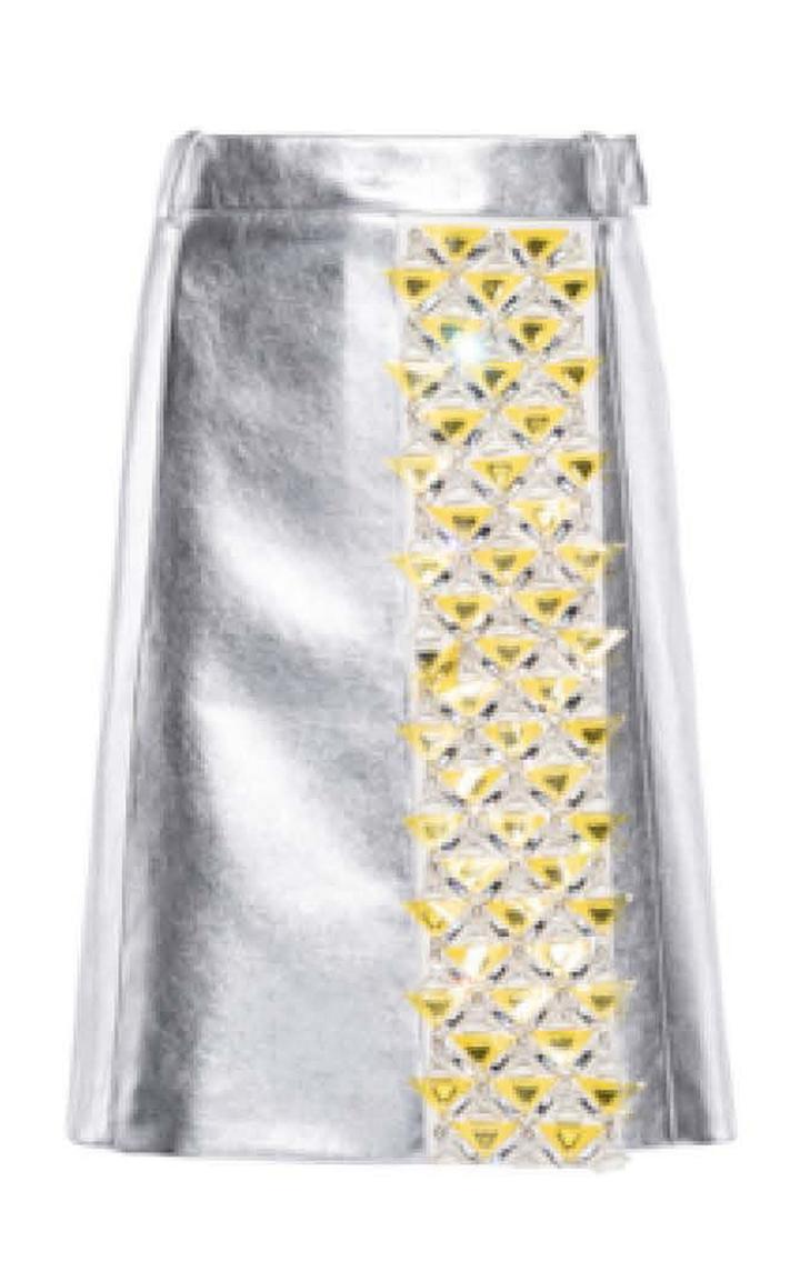 Moda Operandi Miu Miu Embroidered Leather Skirt