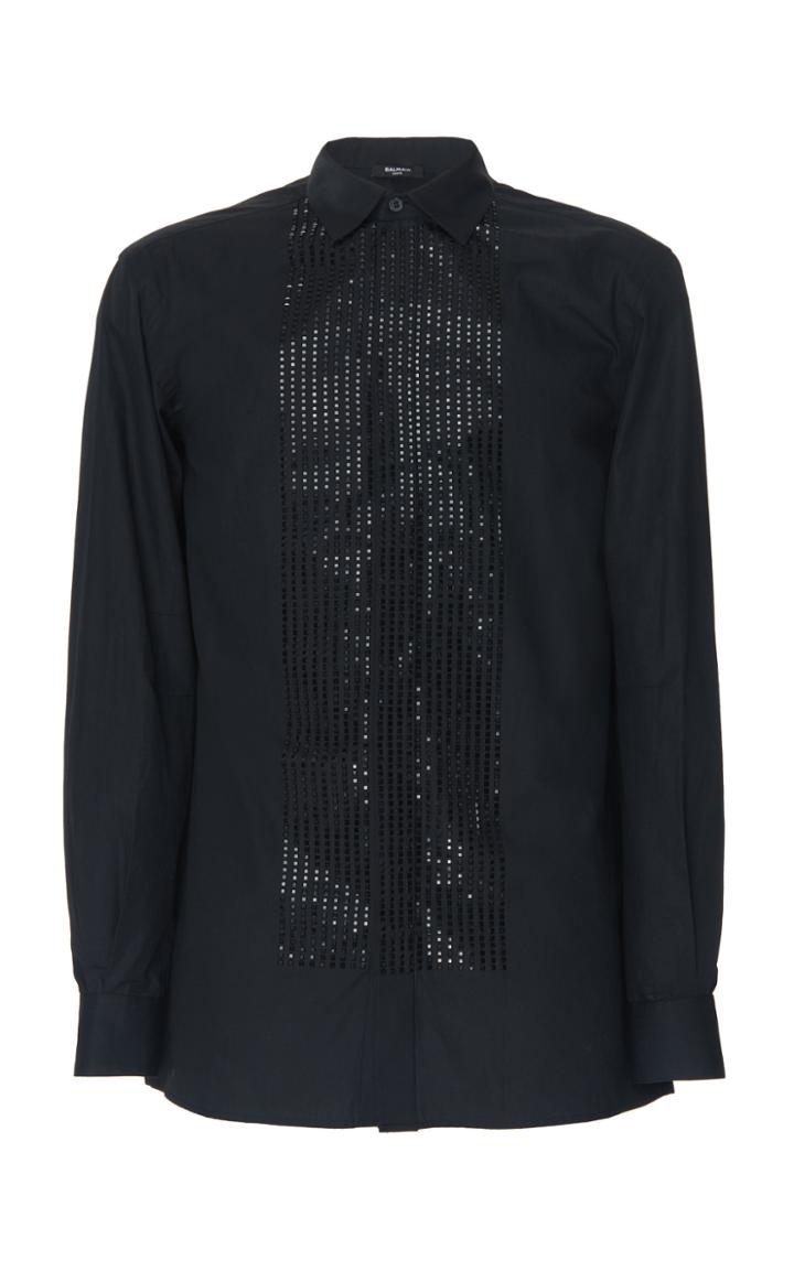 Balmain Tailoring Fit Strassed Plastron Shirt