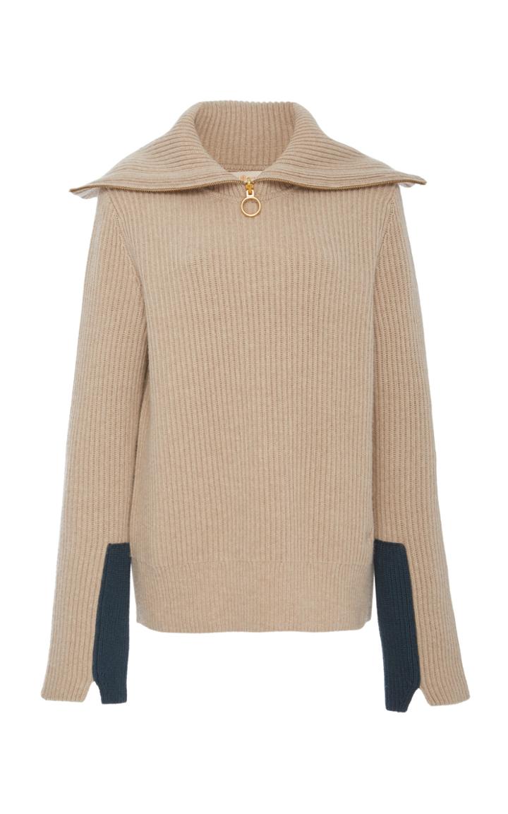 Tory Burch Patch-cuff Rib-knit Wool-cashmere Sweater