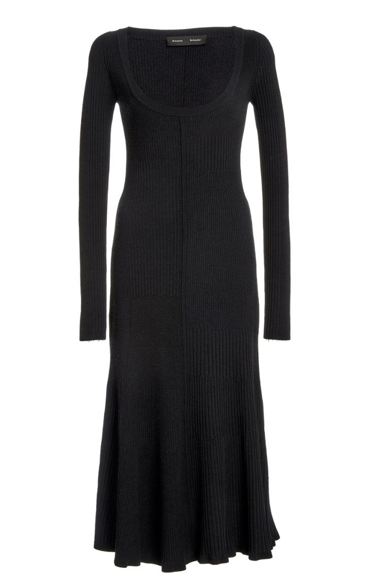 Proenza Schouler Patchwork Ribbed Knit Midi Dress