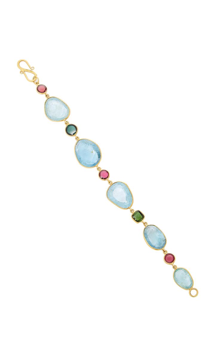 Bahina 18k Gold Aquamarine And Tourmaline Bracelet