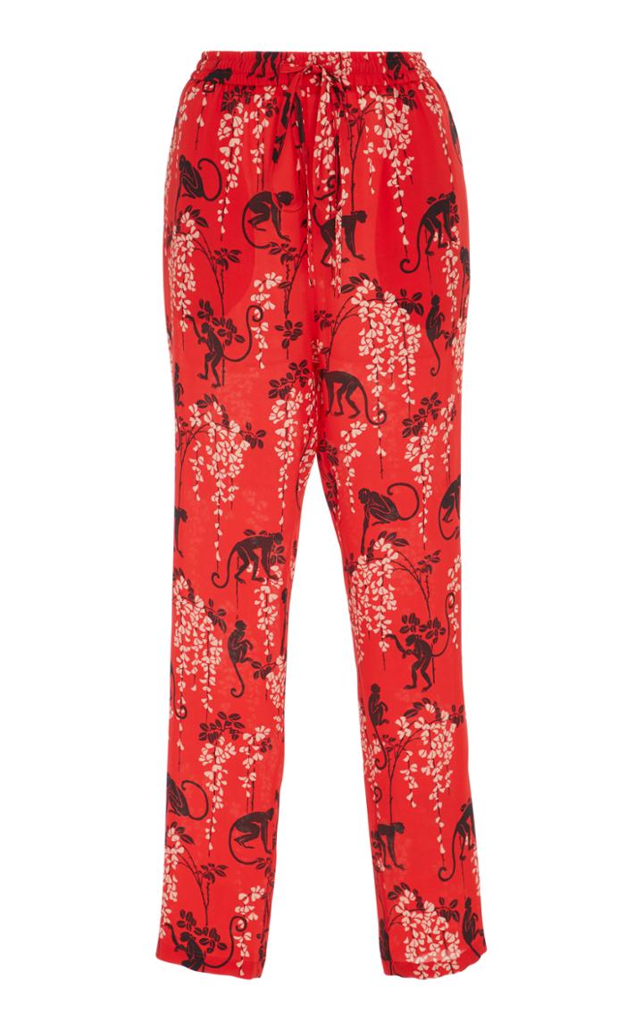 Red Valentino Monkey Print Silk Jogger Pant