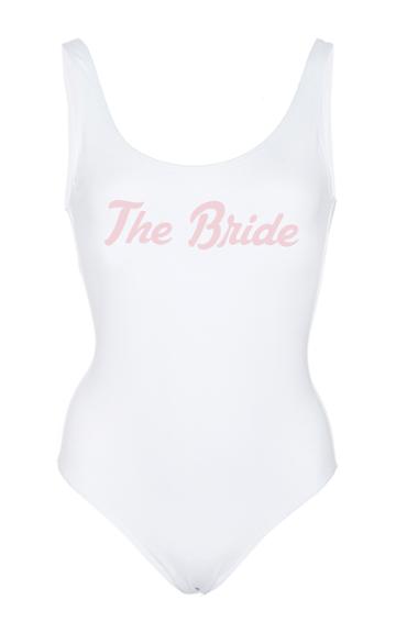 Bruna Malucelli M'o Exclusive Bay My Name Bridesmaid One Piece In White With Pink Text