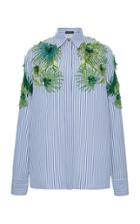 Moda Operandi Versace Collared Embroidered Cotton Top Size: 36