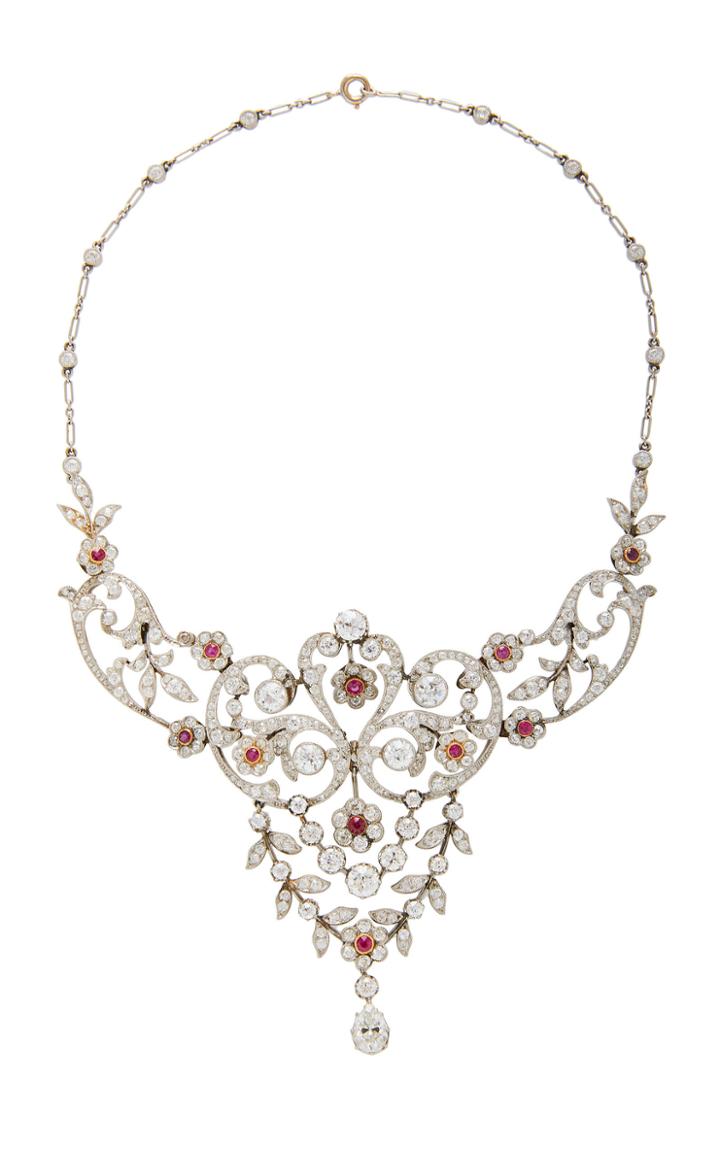 Simon Teakle Belle Poque Ruby And Diamond Necklace