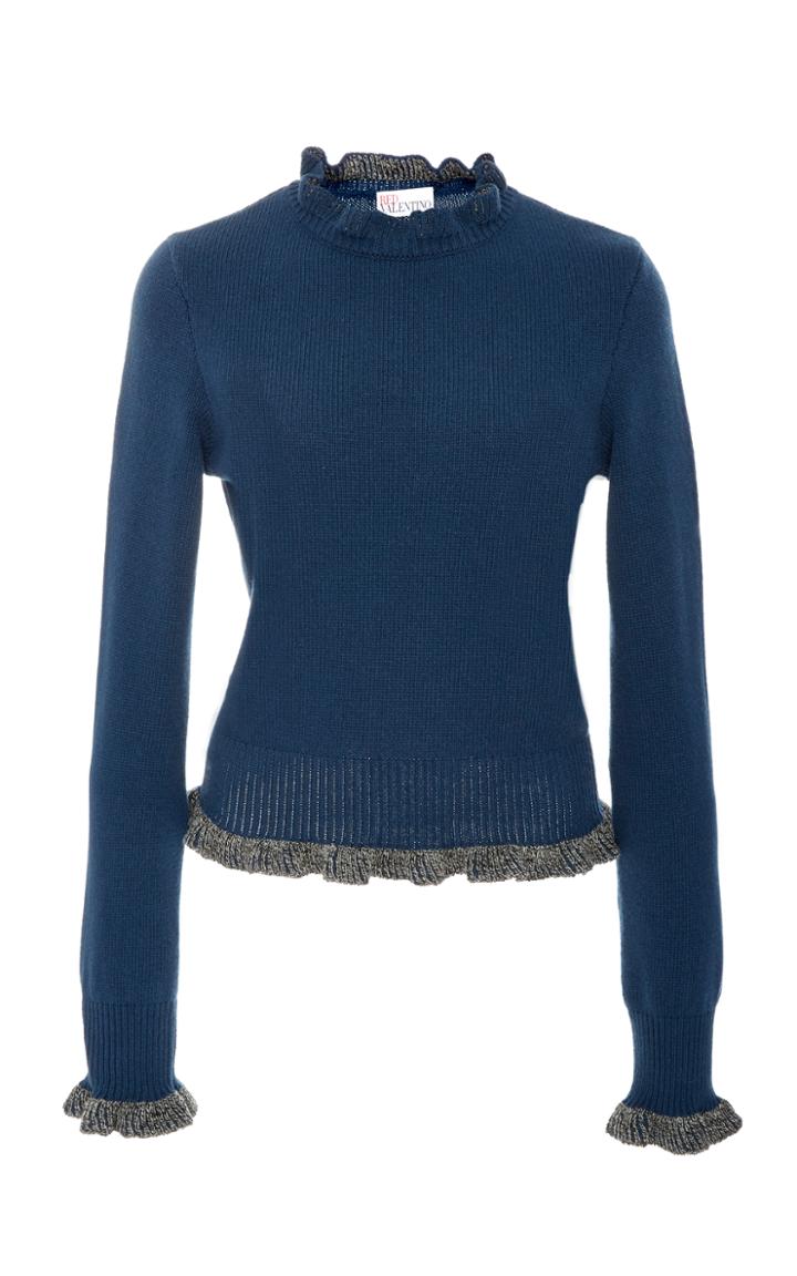Red Valentino Long Sleeve Wool Sweater
