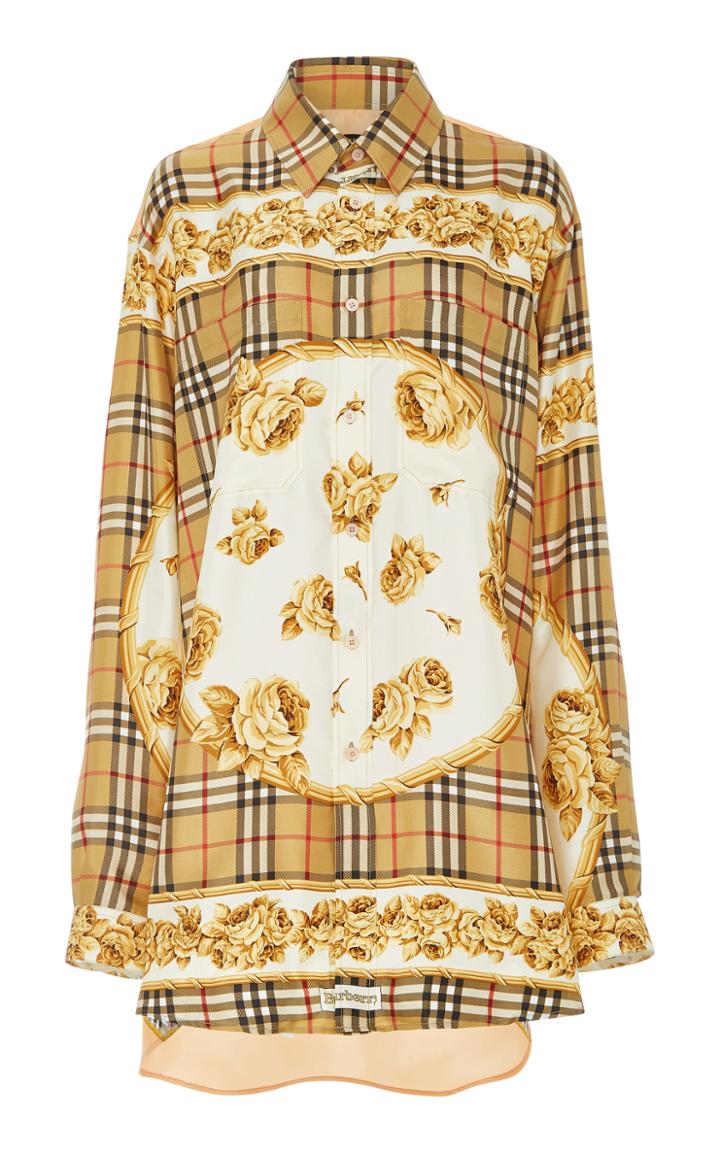 Burberry Printed Silk Button-up Blouse