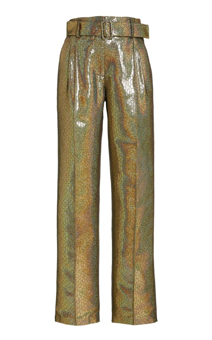 Moda Operandi Sally Lapointe Lurex Croc Jacquard Pintuck Pants