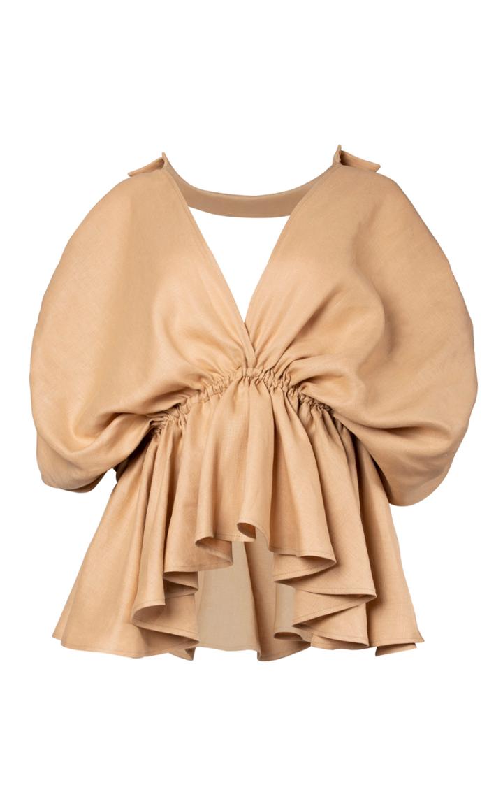 Moda Operandi Leal Daccarett Getsemani Draped Linen Top