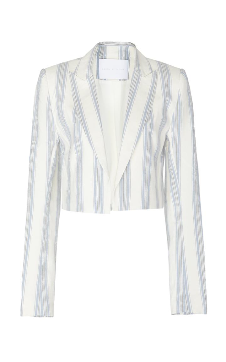 Noon By Noor Aaron Cropped Silk And Linen Blend Blazer