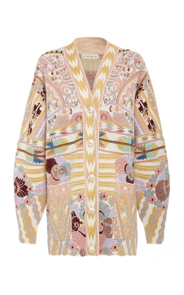 Etro Embroidered Wool-knit Cardigan