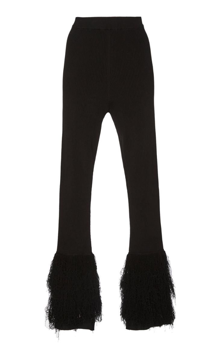 Prabal Gurung Knit Fringe Hem Flared Pants