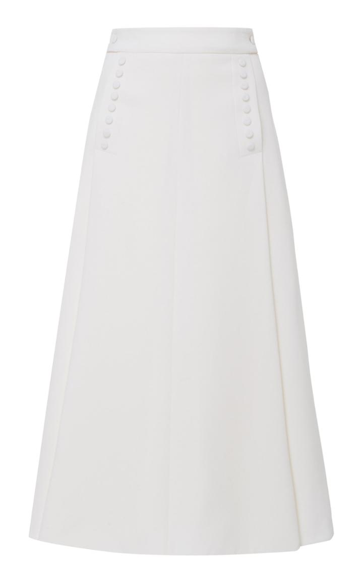 Emilia Wickstead Karol Button Detailed Wool-crepe Midi Skirt