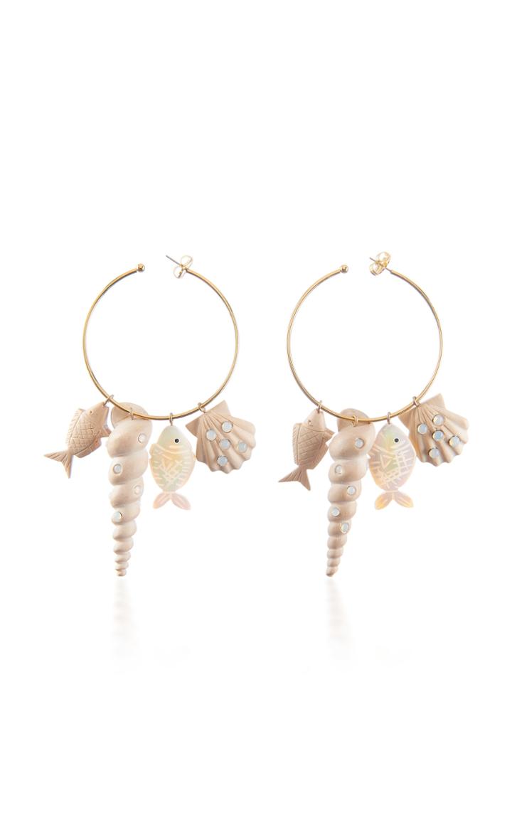 Rebecca De Ravenel Tallulah White Wood Charm Hoop