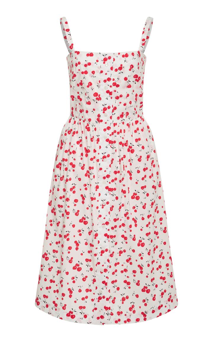 Hvn Laura Cherry Printed Cotton Dress