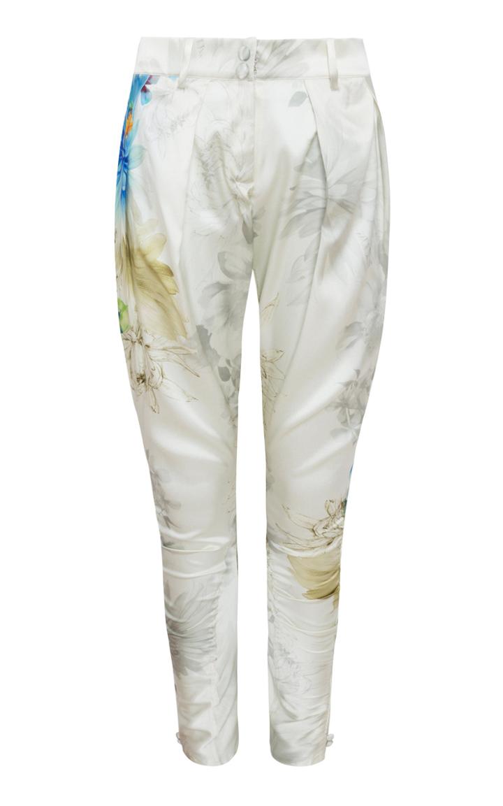 Adriana Iglesias Hudson Pleated Silk Satin Pants