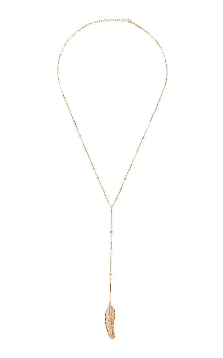 Jacquie Aiche Medium Gold Feather Y Necklace