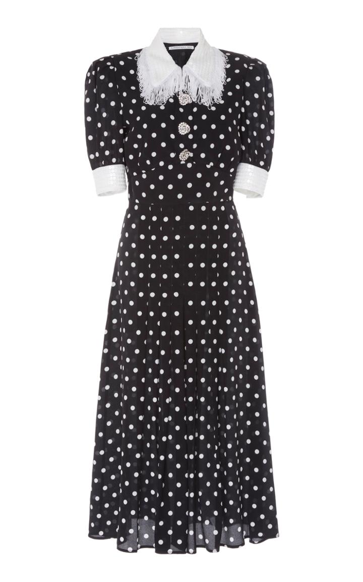Alessandra Rich Polka-dot Silk-chiffon Midi Dress
