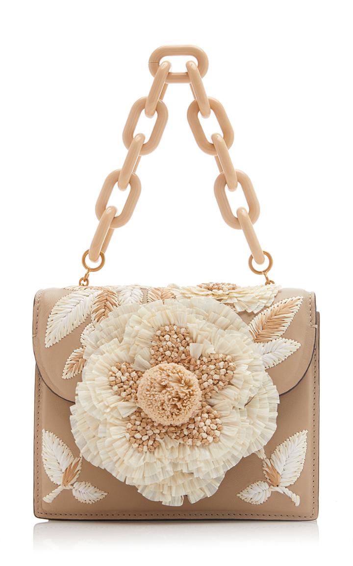 Moda Operandi Oscar De La Renta Mini Tro Embroidered Raffia Top Handle Bag