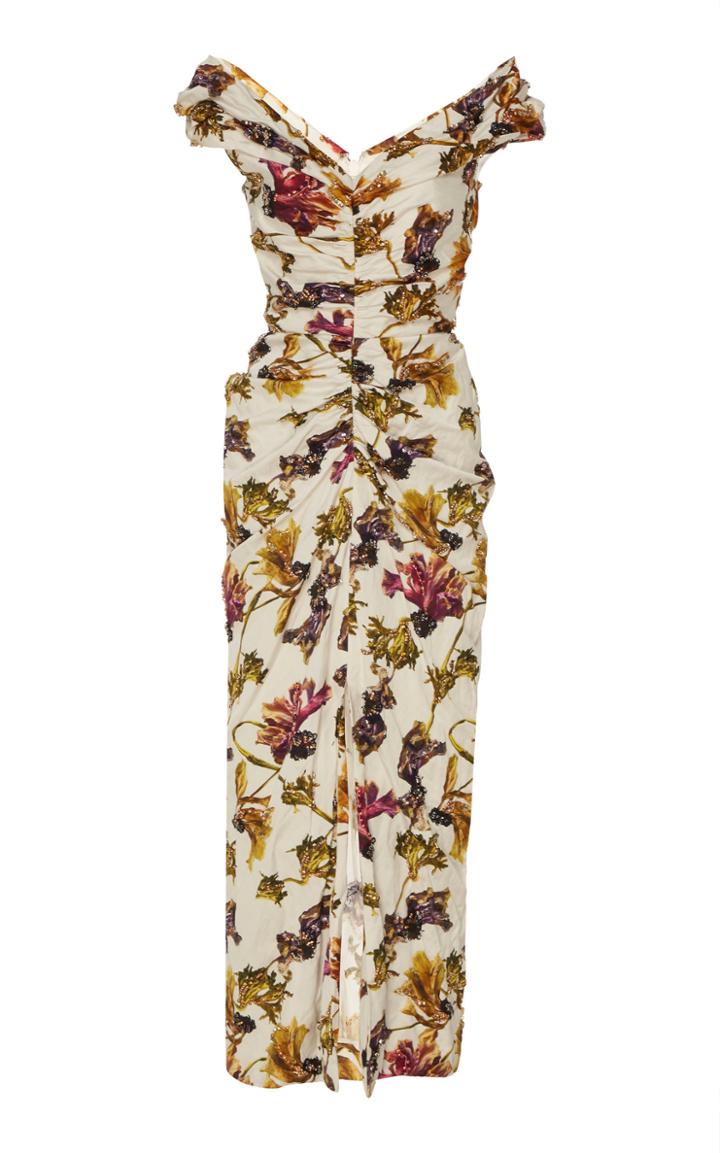 Moda Operandi Jason Wu Collection Floral-print Sateen Off-the-shoulder Dress Size: 2