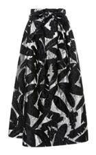 Oscar De La Renta Metallic Leaf Tea Length Skirt