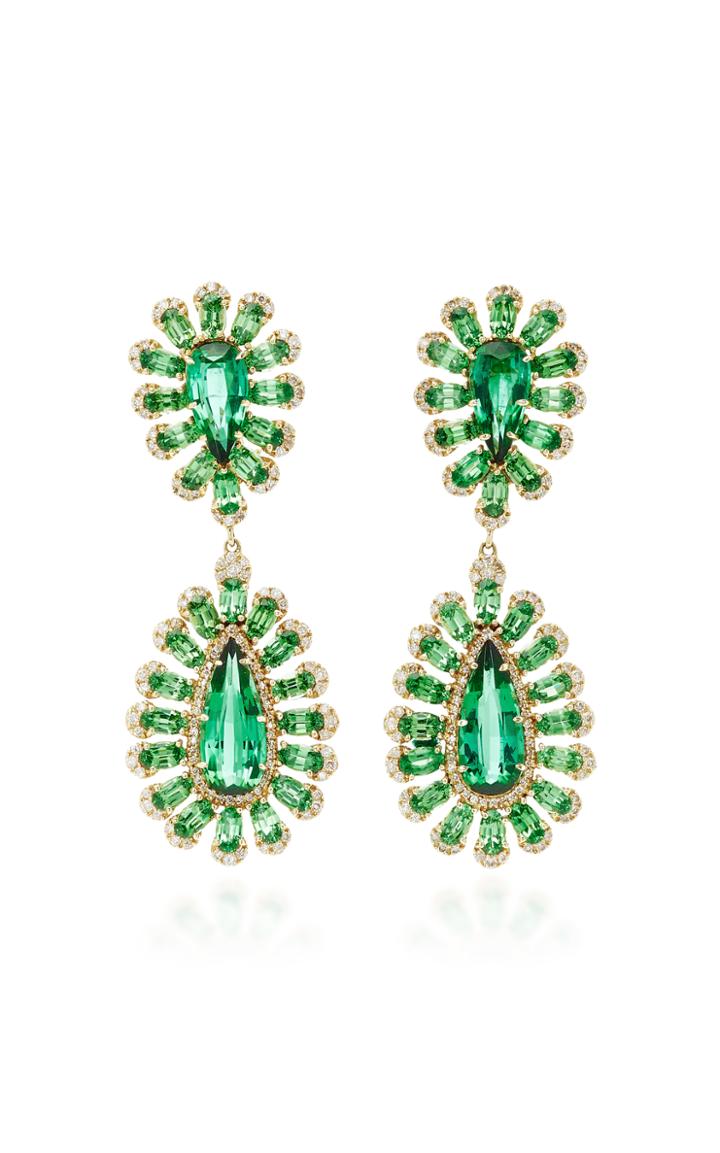 Sutra Tsavorite And Tourmaline Starburst Earrings
