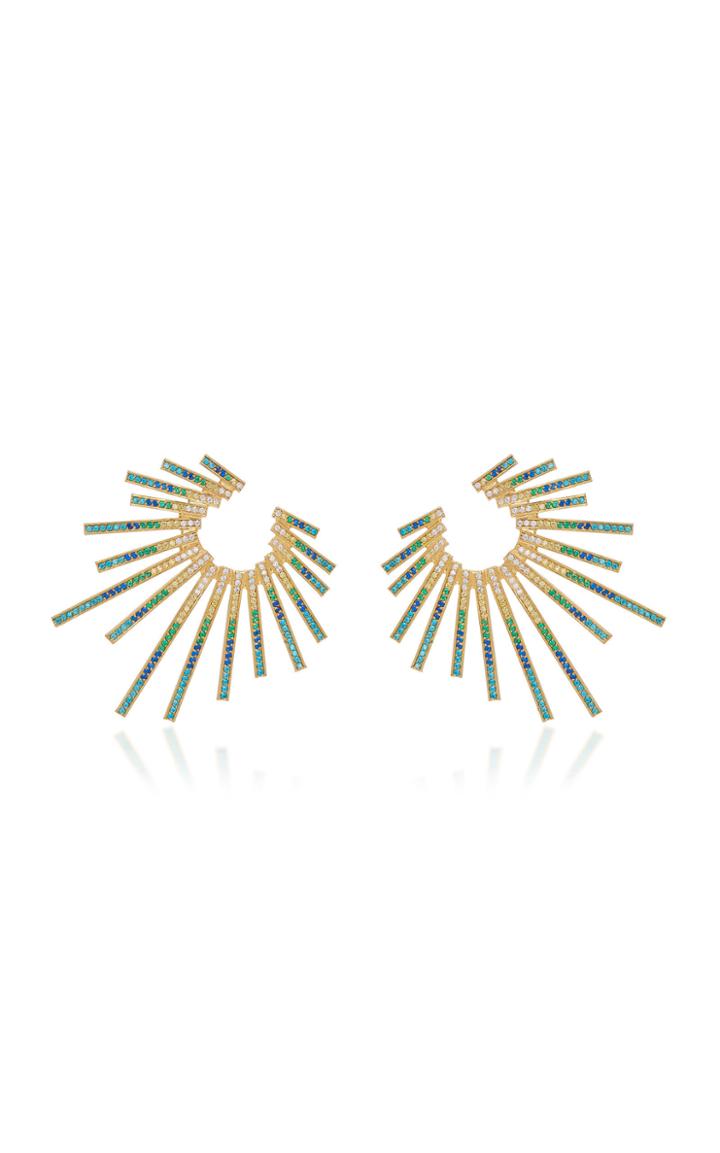 Joanna Laura Constantine Criss-cross Gold-plated Brass And Cubic Zirconia Statement Earrings