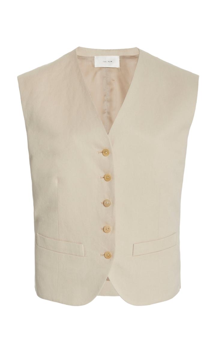 Moda Operandi The Row Vega Herringbone Cotton-linen Vest