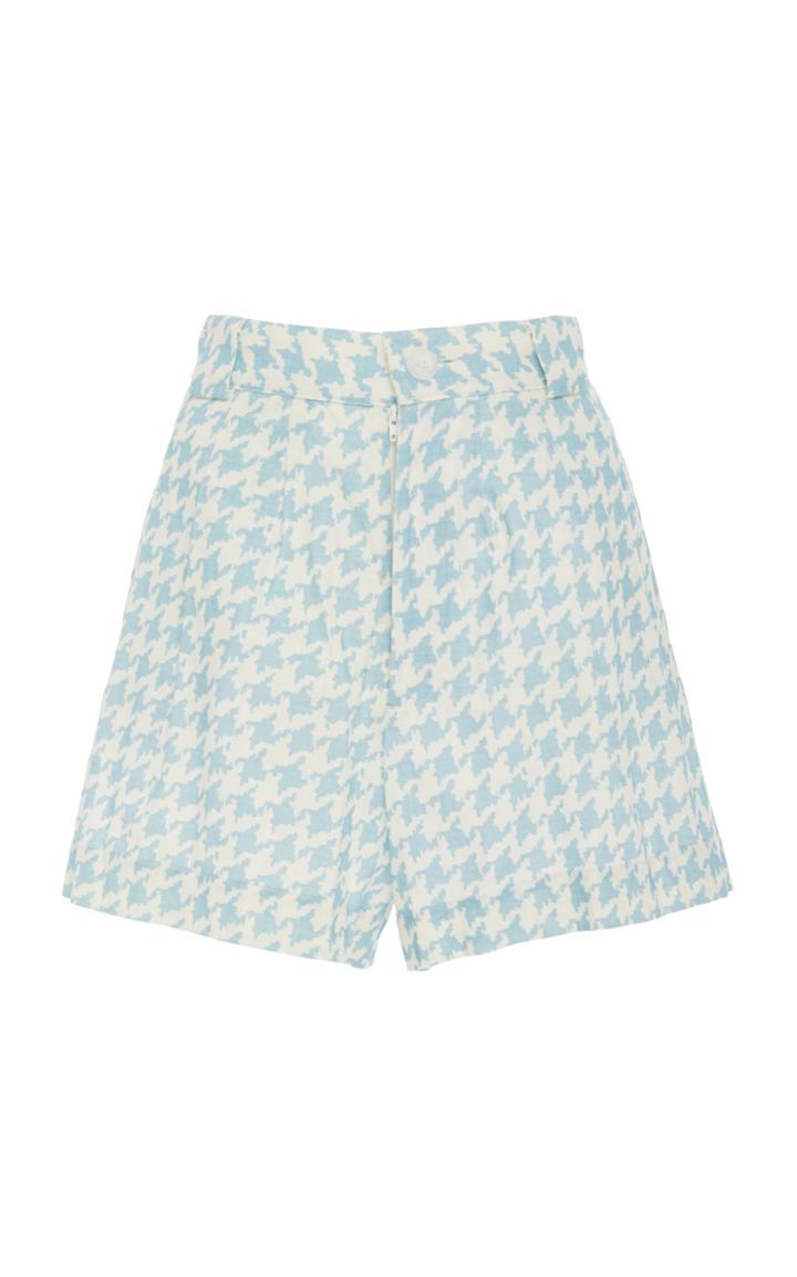 Ephemera Sky Houndstooth Linen Shorts