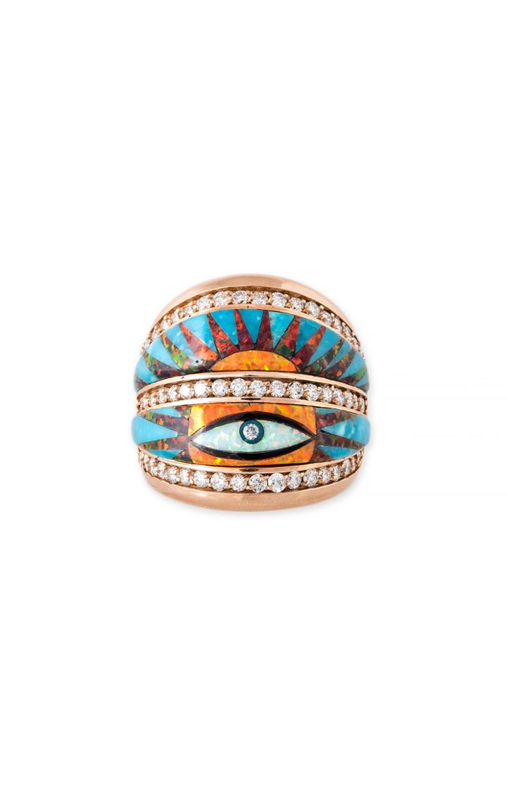 Moda Operandi Jacquie Aiche 14k Rose Gold Eye Burst Turquoise Inlay Ring