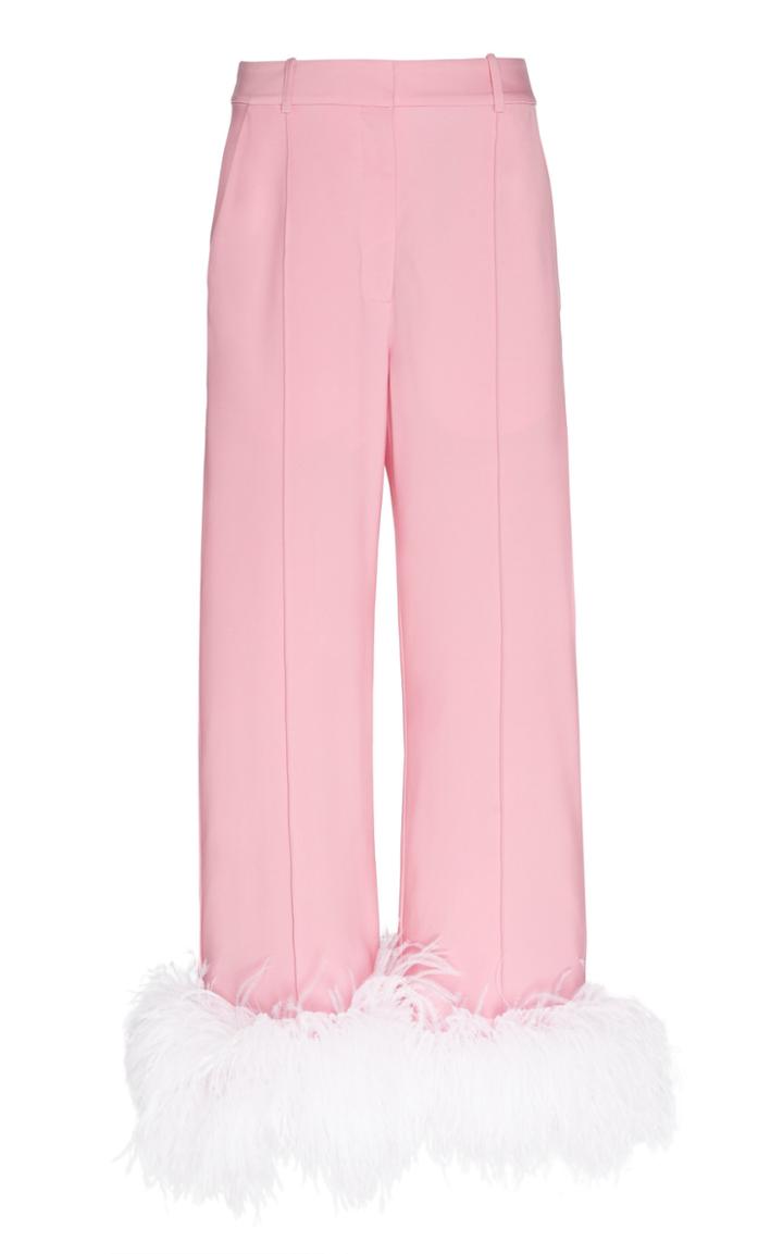 Moda Operandi Michael Lo Sordo Feather-trimmed Cady Straight-leg Pants Size: 6