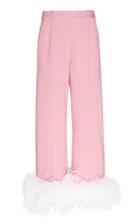 Moda Operandi Michael Lo Sordo Feather-trimmed Cady Straight-leg Pants Size: 6