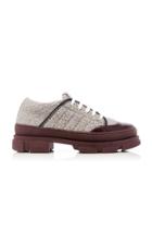 Ganni Leather-trimmed Felt Sneakers