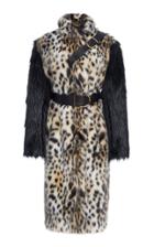 Versace Two-tone Leopard Printed Faux Fur Coat