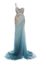 Marchesa One-shoulder Draped Chiffon Gown