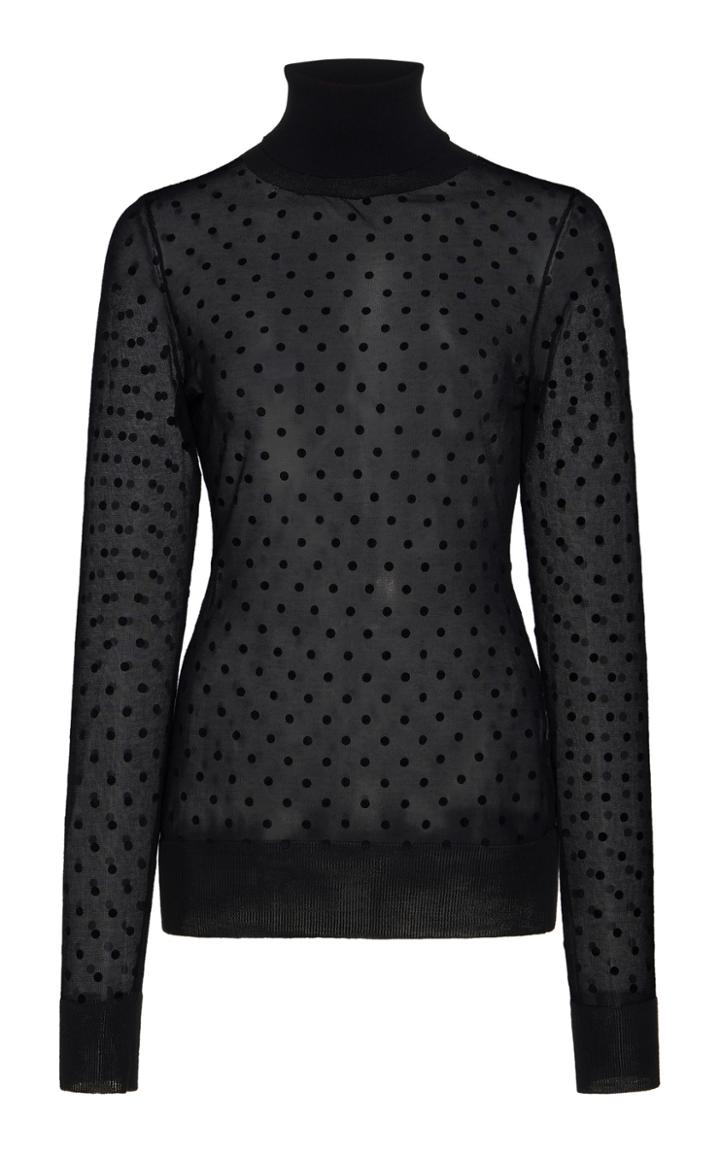 Victoria Beckham Sheer Cotton-blend Polka Dot Top