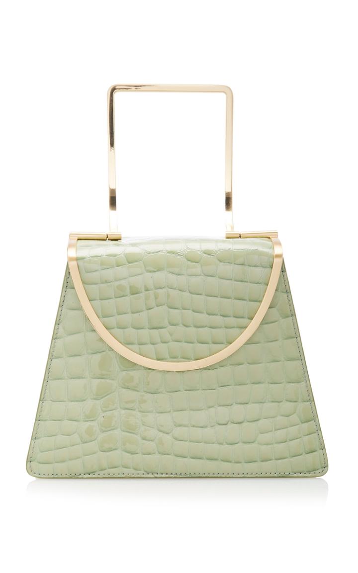 Cult Gaia Arezoo Croc Embossed Leather Top Handle Bag