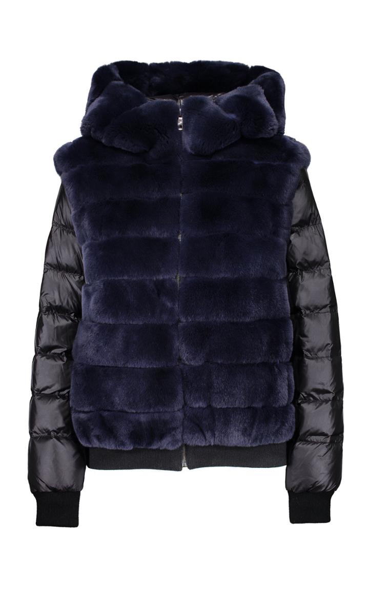 Lysa Lash Furs Mira Hooded Zip Up Coat