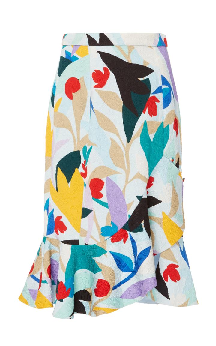 Prabal Gurung Ruffled Brocade Knee-length Skirt