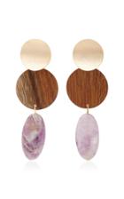 Sophie Monet The Nymph Gold-plated, Shedua Wood And Amethyst Earrings