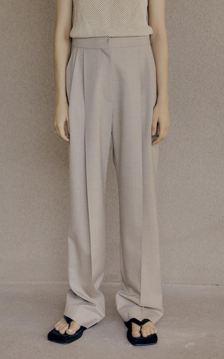 Moda Operandi Low Classic Pleated Wool-blend Straight-leg Trousers