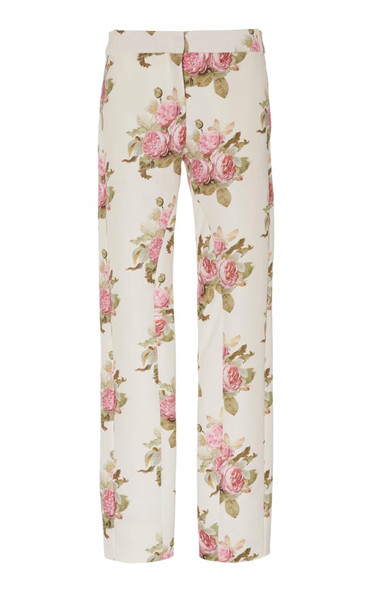 Paco Rabanne Floral-print Cotton-blend Straight-leg Pants