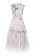 Costarellos Sleeveless Printed Silk Organza Dress